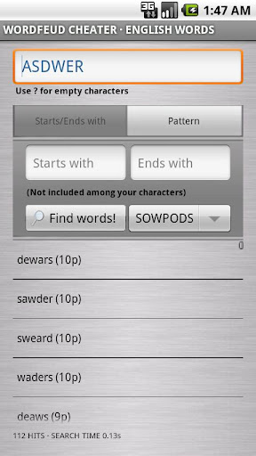 Wordfeud Cheater - English