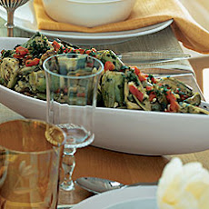 Braised Baby Artichokes with Red Peppers and Garlic