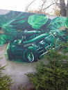 Street Art Old Green Car