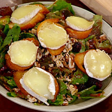 Mixed Green Salad with Blackberry Dressing, Walnuts, and a Mutton Button Butter-Fried Crouton