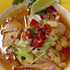 Pressure Cooked Chicken Posole with Avocado Tomatillo Salsa