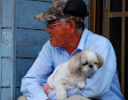 Japanese ojisan with lhasa apsa in Kawagoe