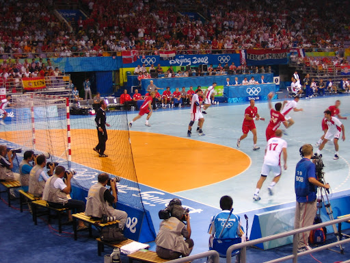 Handball quarterfinals between Denmark and Croatia in the Olympic Sports Center Gymnasium