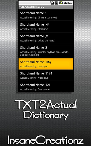 Texting Dictionary Txting