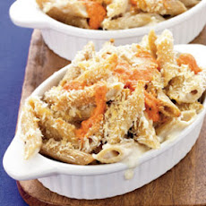 Baked Two-Cheese Penne with Roasted Pepper Sauce