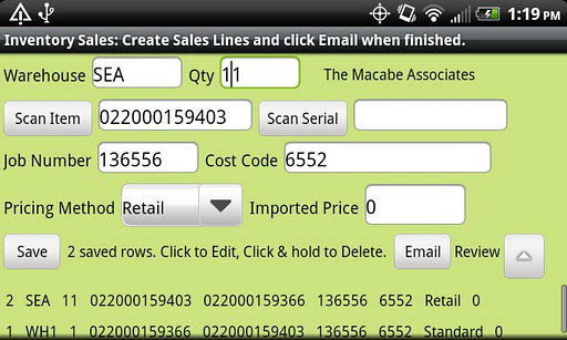 Inventory Sales