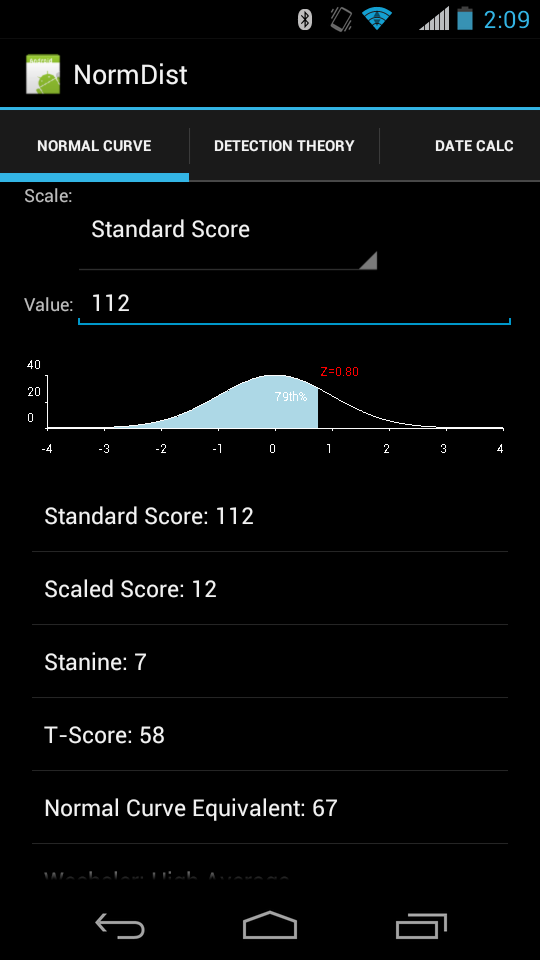 Android application NormDist screenshort