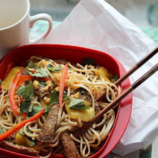 Spicy Noodle Bowl with Beef and Mango