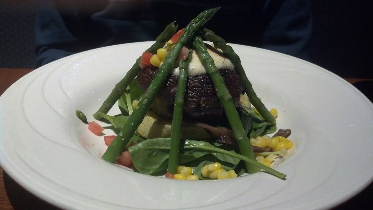 Grilled vegetable stack.  Balsamic glaze not shown in photo.