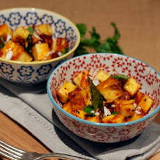 Fried Paneer cheese and Asparagus with tamarind, jaggery and coconut