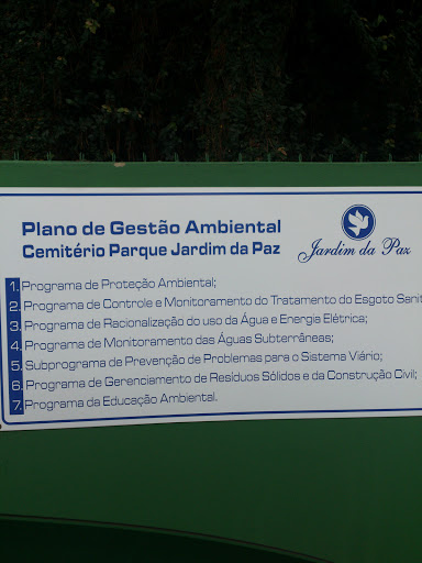 Placa Plano De Gestão Ambiental Cemitério Jd da Paz