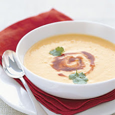 Chilled Corn Soup with Adobo Swirl