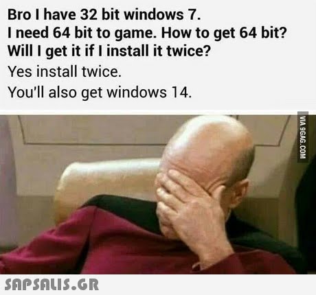 Bro I have 32 bit windows 7. I need 64 bit to game. How to get 64 bit? Wil I get it if I install it twice? Yes install twice. You ll also get windows 14.