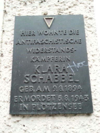 Gedenktafel Klara Schabbel 1894