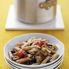 Whole Wheat Pasta with Roasted Eggplant and Tomatoes