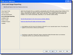 Error and Usage Reporting