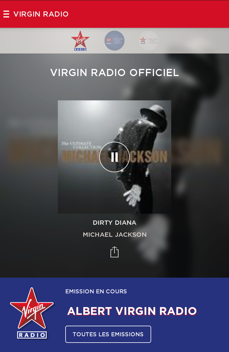 Android application Virgin Radio Officiel screenshort