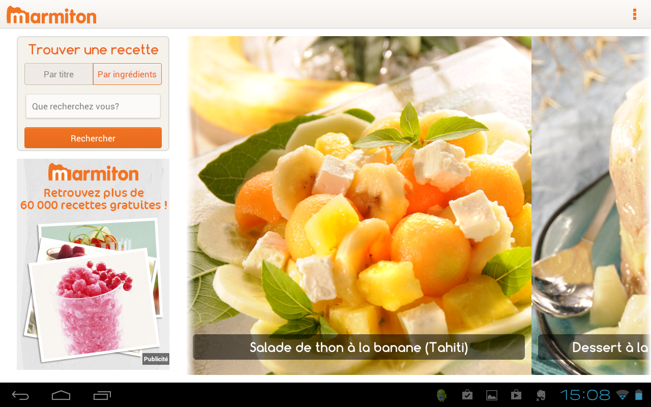 Android application Marmiton Tablette : recettes screenshort