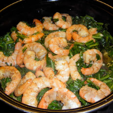 Shrimp with Dandelion Greens