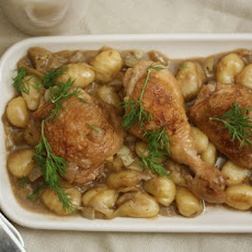 Chicken Fricassée with Artichokes, Gnocchi, and Crème Fraîche