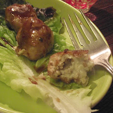 Gorgonzola & Walnut Stuffed Chicken Meatballs with Plummy sauce