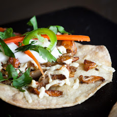 Wild Mushroom Tostadas with Lime Creme Fraiche