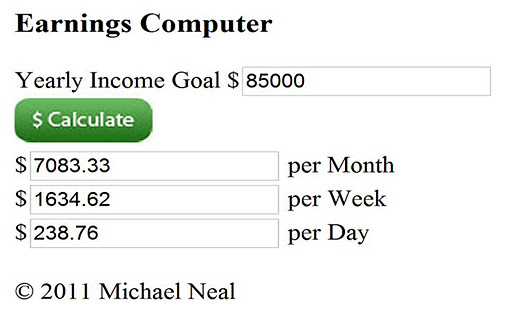 Income Goal Calculator