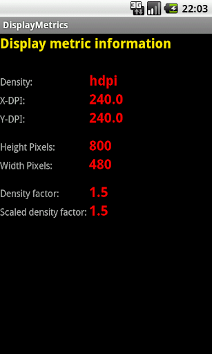 Display Metrics Info