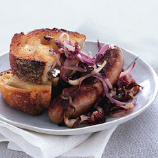 Sausages with Caramelized Red Onions and Radicchio
