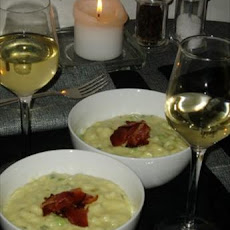 Creamy Risotto With Broad Beans, Crispy Bacon and Sage