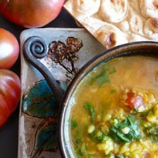 Spiced Yellow Dal with Tomatoes and Greens