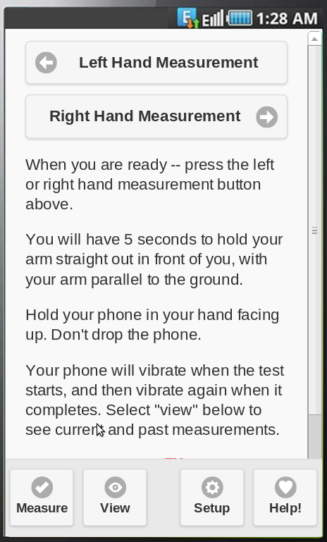 Android application TremWatch(TM) Hand Tremor Test screenshort