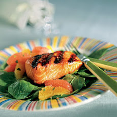 Honeyed Salmon Over Minted Citrus Salad