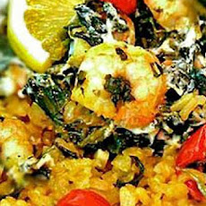 Garlicky Shrimp and Spinach Bake
