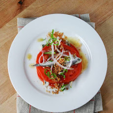 Tomato & Anchovies with Bread Crumbs, Basil & Red Onion