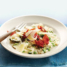 Lemon Ricotta Risotto with Asparagus, Peas, and Prosciutto