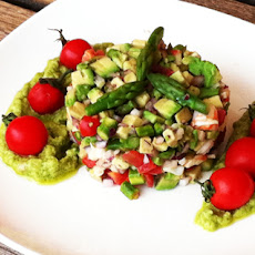 Avocado and Shrimp Tartare with Avocado Ginger Dressing