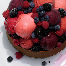 Lime Ice Cream Torte Topped with Berry Sorbets