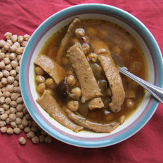 Roasted Chickpea Soup with Homemade Whole Wheat Noodles