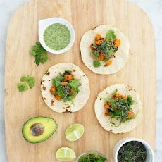 Miso-Maple Sweet Potato Tacos with Coconut-Cilantro Sauce