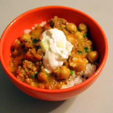 Madras Goat Chili with Cucumber Raita