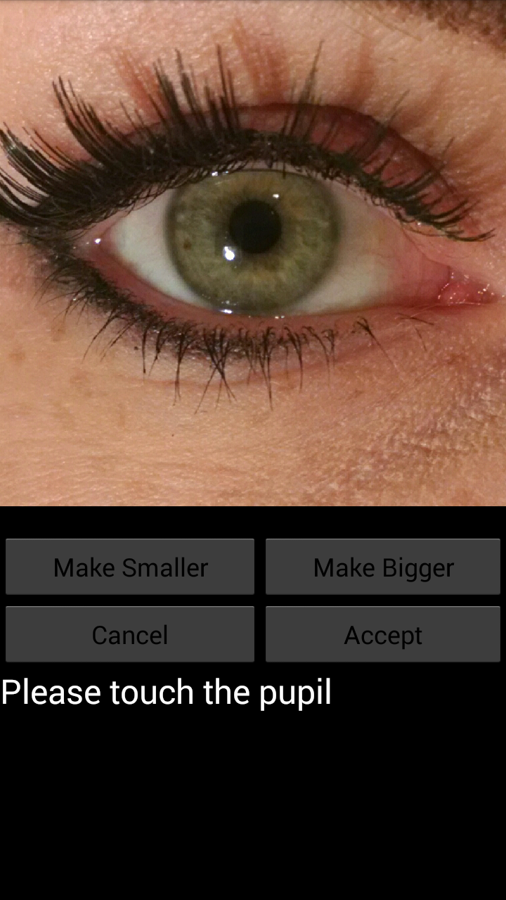 Android application Pupilometer screenshort