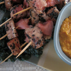 Black Sesame Tuna Skewers with Carrot-Miso Sauce