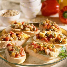 Crostini With Roasted Vegetables and Pine Nuts