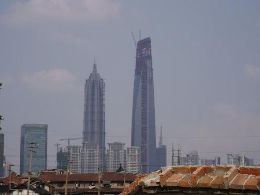 On the left, the Jin Mao Tower, the fifth tallest building in the world. On the right, the Shanghai World Financial Center, soon to be the second tallest building in the world.