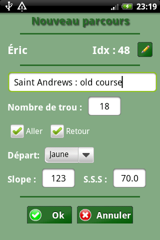 Android application Golf ScoreCard Pro screenshort