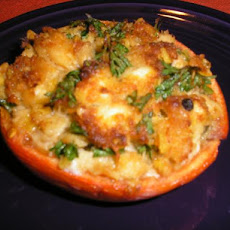 Baked Tomatoes Stuffed With Salmon, Garlic & Capers