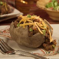 Beef-picadillo-loaded Baked Potatoes