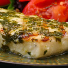 Grilled Halibut with Garlic-Cilantro Sauce
