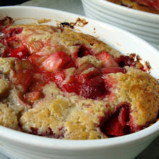 Rhubarb Strawberry Pudding Cake